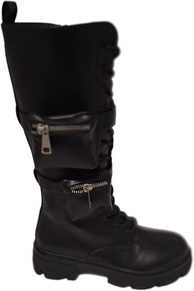 BELLAMICA-LAARS MET PLATEAU- 2 PURS -RIEMPJES MET GESPEN-BLACK-SIZE 37