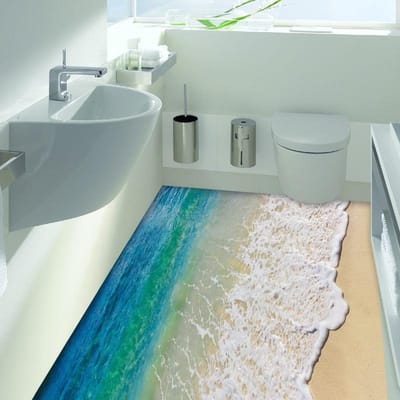 Levensechte Zeegolf Strand Vinyl Muurstickers Waterdicht Vloerbehang Voor Huis Badkamer Keuken Woonkamer Deuropening Decoratie gray