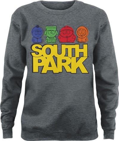 South Park Sketched Girly-sweatshirt voor dames, Heather-Medium-Grey