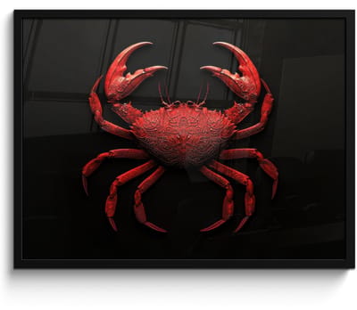 Poster in lijst - Fotolijst 70x50 cm - Posters - Krab - Rood - Vissen - Schaaldieren - Posterlijst zwart - Decoratie - Wanddecoratie woonkamer - Muurdecoratie slaapkamer
