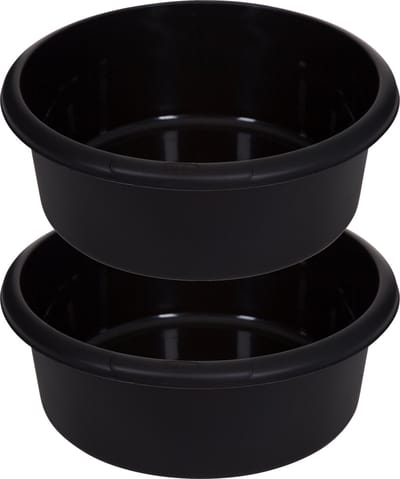 Whitefurze Afwasteil/afwasbak - 2x - 8 liter - zwart - 34 x 34 x 13 cm