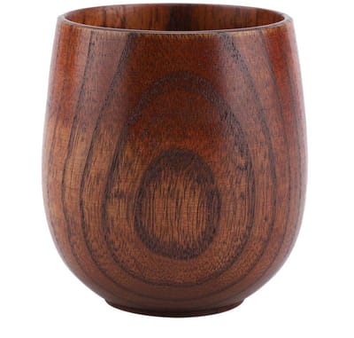 Dailygoods- Houten Beker Natuurlijke Textuur - Houten Drinkmok - Retro Drinkbeker - Duurzaam - Gezond - Geschikt voor Thee/Bier/Wijn/Sap