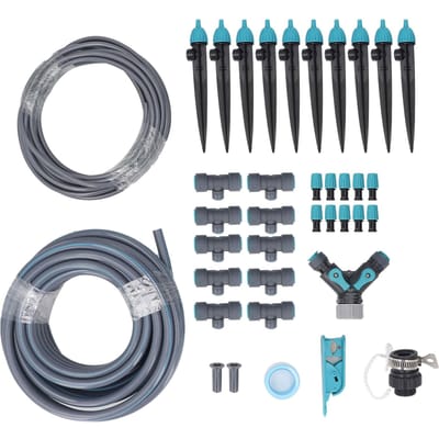 10m Kas Micro Druppelirrigatie Kit met Slang Verstelbare Sproeier Tuin Bewateringssysteem gray