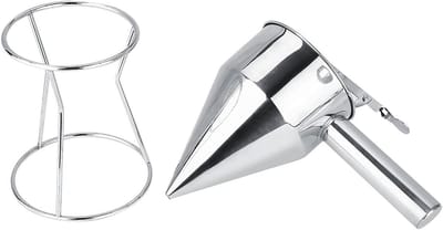 Beslag Dispenser - Pannenkoeken Trechter - Bakken Maken - Met Rek - 26 cm - Zilver