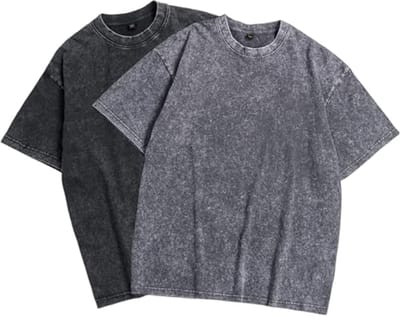 Oversized T-Shirt voor Mannen en Vrouwen - 2-Pack Katoenen T-Shirts Korte Mouw Zwart en Multicolor