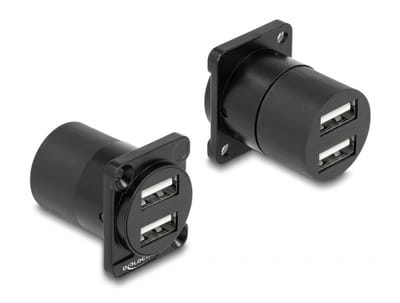 2x USB-A D-type module | USB2.0 | zwart