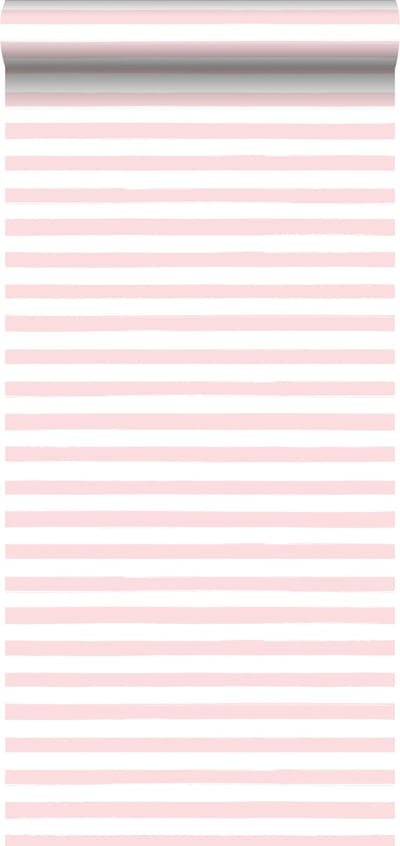 ESTAhome behang geschilderde strepen licht roze en wit - 53 cm x 10.05 m - 138969
