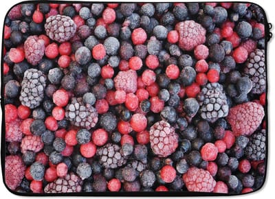 Laptophoes 13 inch - Fruit - Bessen - IJs - Laptop sleeve - Binnenmaat 32x22,5 cm - Zwarte achterkant