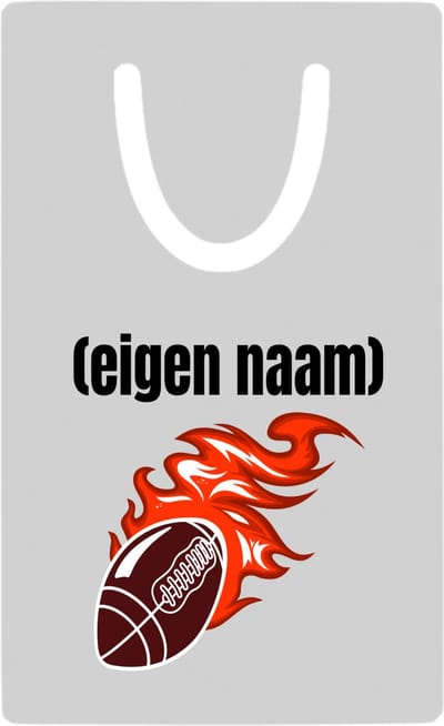 Hacebo® - rugbybal vuur met eigen naam metalen boekenlegger - Rugby - atleten - iemand die houdt van rugby - verjaardag - cadeau - kado Bladwijzer boekenleggers - 7.6 cm x 5cm