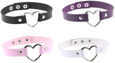 JHUBERS- Halsband Vintage - Set van 4 - Halsbanden voor Hond - Hartvorm - Duurzaam Materiaal - Verstelbaar Design - Kettingen