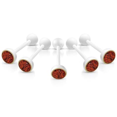 Aramat Jewels | Piercings | Bioplast Dierenprint Tongpiercing | Zebra-Rood | |8mm | Kunststof | Volwassenen | Verkleurd niet