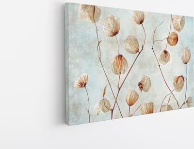 Saammp Canvas Schilderij - Gedroogde Bloemen Vintage - Natuur - Botanisch - 45x30 - Foto op canvas - Wanddecoratie - Muurdecoratie Woonkamer - Kantoor Decoratie