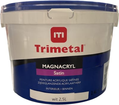 Trimetal Magnacryl Satin - 2,5 l - 11 m²/l - Wit - Afwerkingslaag