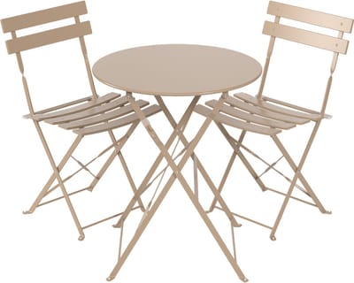 LifeGoods Bistroset - Staal - 3-delig - Tuinset - Inklapbaar - Balkonset met Tafel - Weerbestendig - Lichtgrijs