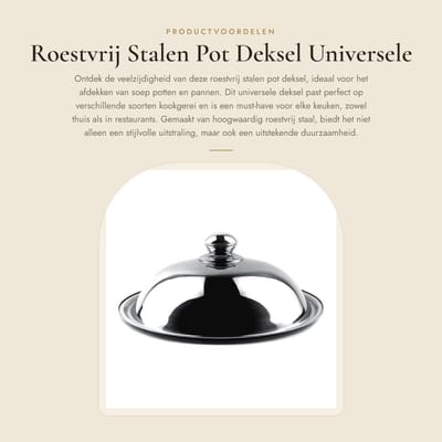 Dailygoods- Pandecksel Universeel - Roestvrij Stalen Deksel - 34 cm - Accessoire voor Soep/Pannen - Geschikt voor Thuis/Restaurant - Pandeckel
