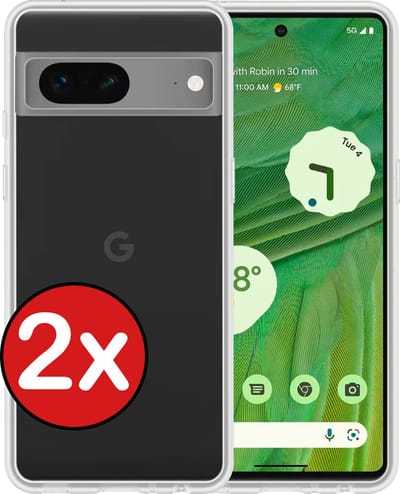 Hoesje - 2 Stuks - Geschikt voor Google Pixel 7 - Sterk & Shockproof - Telefoonhoes - Back Cover - Case Siliconen - Telefoon Hoes - Transparant