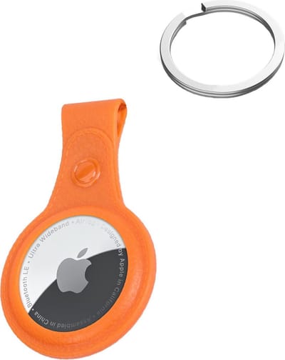 Hoesje Geschikt voor Apple AirTag-Sleutelhanger Hoesje Leer - Sleutelhanger Hoes Hoesje Geschikt voor Apple AirTag Case - Oranje