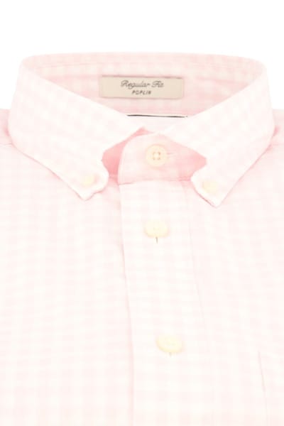 katoenen Gant overhemd korte mouw roze geruit normale fit