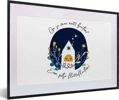 Fotolijst incl. Poster - Quotes - Spreuken - Ga je mee naar buiten? - 60x40 cm - Posterlijst