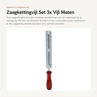Dailygoods- Zaagkettingvijl set - 3x Vijl 4.0mm/4.8mm/5.5mm - Houten Handvat - Hoogwaardig Staal - Roestvrij - Duurzaam - Kettingzaagvijl