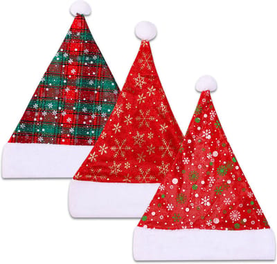 Q2P - Kerstmuts - Sneeuwvlokken - Volwassenen - Kind - Kerstkleding - Kerstversiering - One Size - Multi – 3 Stuks