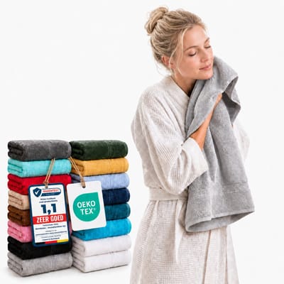 Komfortec 2x Handdoek 50x100 - 100% Katoen – Handdoekenset - Zacht - Zilvergrijs