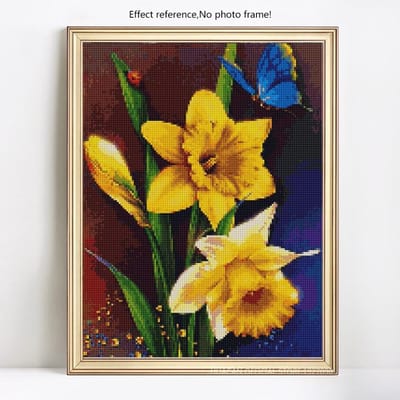 Peinture Diamant 5D Perçage Complet Fleurs Rondes Broderie Diamant Fleur Diamant 20X30 yellow