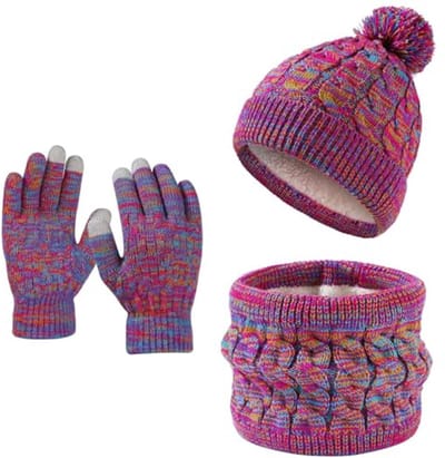 3-in-1 Kinder Wintermuts Set voor Jongens en Meisjes - Warme Muts, Sjaal en Handschoenen