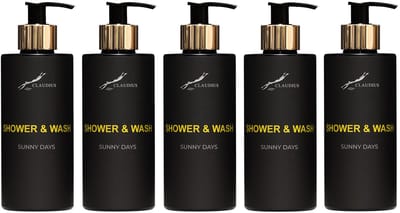 Splashbox Shower & Wash Sunny Days 300 ml – set van 5 stuks - 2-in-1 Douchegel & Shampoo – frisse tropische geur – Unisex - voordeelverpakking