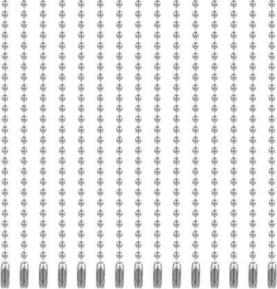 50 Stuks Zilveren Kralen Ketting met 10 cm Kralen Connector Sluiting, Metaal Bal Chain Sleutelhangers, Ketting Verlengers voor Kerstdecoraties en Sieraden Maken, 2.4 mm Dikte