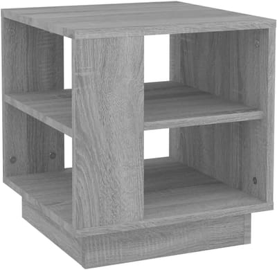 Ronde Bijzettafel met 2 Planken Hout Sonoma Eiken Grijs