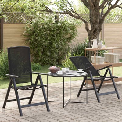 vidaXL - Ligstoelen - voor - Tuin - 2 - st - Zwart - Textileen