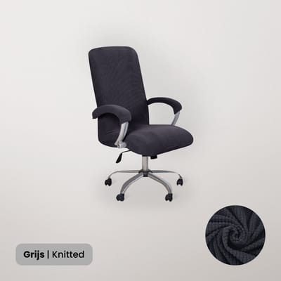 BankhoesDiscounter Bureaustoel Hoes – Bureaustoel Beschermer – Stoelhoezen Stretch – Stoelhoes Bureaustoel – Knitted Chair Cover – Grijs