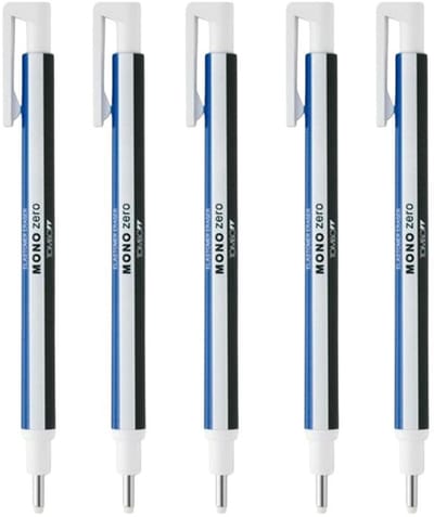 Tombow MONO Zero Gumstift – Ronde Punt – Navulbaar – 5 Stuks – Precisie Gum voor Tekeningen & Detailcorrecties