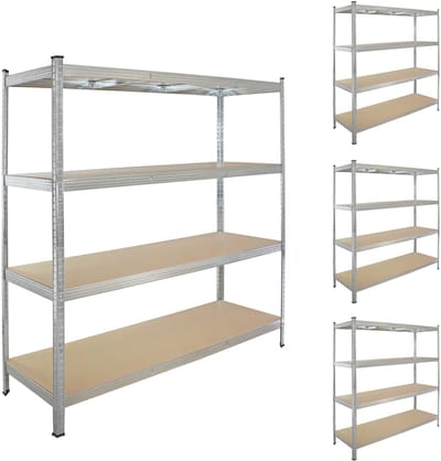 TRUTZHOLM - XXL Opbergrekken 180x160x60 cm - Set van 4 - 1000 kg - 4 Legborden - Insteekbare Stelling - Werkplaatsrek - Breed