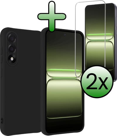 Hoesje Met 2x Screenprotector - Geschikt voor OnePlus Nord 5 - Sterk & Shockproof - Back Cover - Siliconen Case - Telefoon Hoes - Zwart