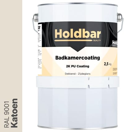 Holdbar Badkamercoating Katoen (RAL 9001) 2,5 kg - Badkamerverf - Tegelverf - Alle kleuren - Waterdichte Badkamer verf - Ook Toepasbaar in douchecel - Gemakkelijk te reinigen - 2 Componenten