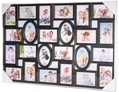 Dailygoods- Fotolijst XL collage voor 24 foto's - Fotolijst 15x10/10x15 cm - Fotokader kunststof - Afmetingen 86,5x58 cm - Verticaal/horizontaal ophangbaar - Stevige achterkant met ophanghaak - Collagelijst