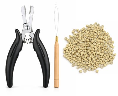 Guardian Beauty Microringen met Siliconen - 500 stuks - Beige - Inclusief Tang + Loop Tool - Voor Haar Extensions