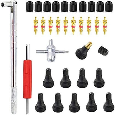 Dailygoods- Bandenventielverwijderaar 23-delig - Ventielset/ventieldoppen - Ventielkappen - Reparatiegereedschap - Geschikt voor auto/motorfiets/fiets - Compact ontwerp