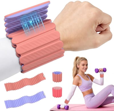 Verstelbare pols- en enkelgewichten, set van 2 (0,45 kg elk), met magnetische sluiting, ideaal voor krachttraining en fitness in het roze en paars