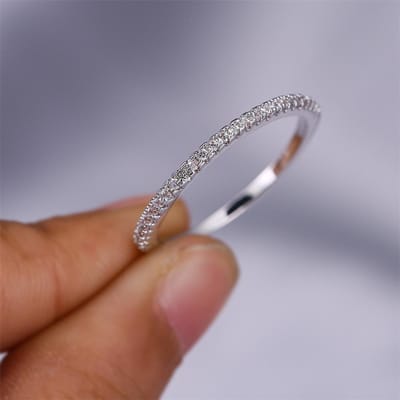 Luxe Kristal Witte Zirkoon Trouwring Dunne Ringen Voor Vrouwen Eenvoudige Mode Kleur Verloving Belofte Stapelbare Sieraden 13 gray