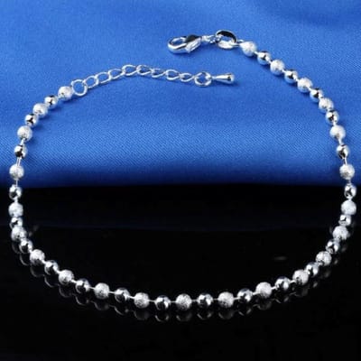 Fako Bijoux® - Enkelbandje - Enkelsieraad Verzilverd - Bolletjes - 22cm - Zilverkleurig