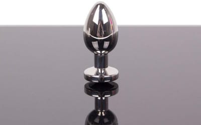 Buttplug RVS met zwart kristal - small