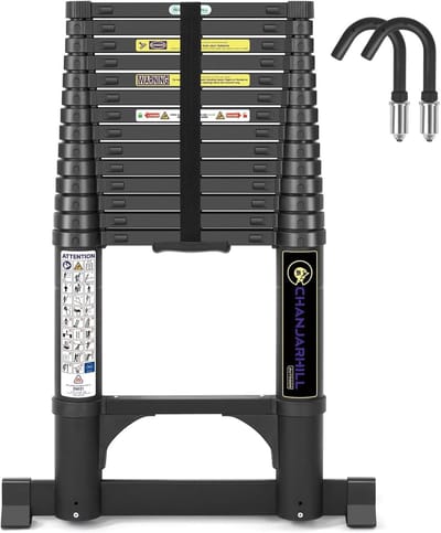 Telescopische Ladder - Uittrekbare Ladder - Huishoudelijk Gebruik - Met Stabilisator - 4.4 Meter - Zwart