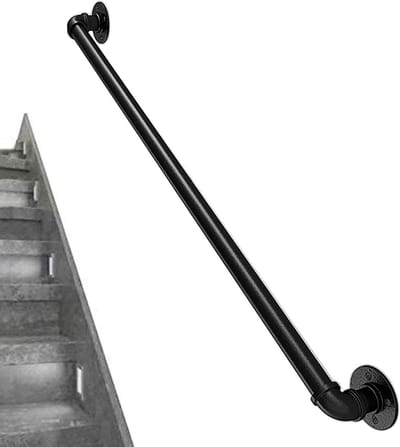 Trapleuning Kit - Steunstang Wand - Veilige Toegang - Industrieel Design - 150 cm - Zwart