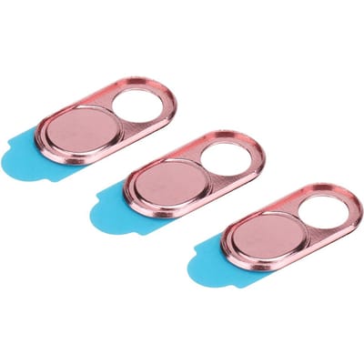 Lot de 3 autocollants de protection de confidentialité pour objectif d'appareil photo en métal pour smartphone et tablette(Mixte) rose