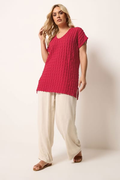 Yours Rood Tshirt Met Bubbeltextuur Size 42