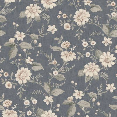 Boråstapeter Vliesbehang 3573 - Cottage garden - Botanisch Blauw - 53cm x 10.05m