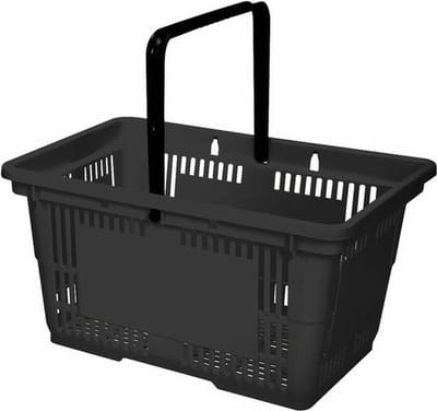 Winkelmandje 28 liter - zwart - 1 handgreep - 10 stuks